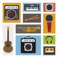 set the music industry devices isolated icon design