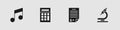 Set Music note, tone, Calculator, Exam sheet with A plus grade and Microscope icon. Vector Royalty Free Stock Photo