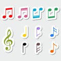 Set of music notes, color sticker design