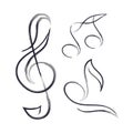 Set of music notes in hand drawn style. Black musical key signs. Template for your design Royalty Free Stock Photo