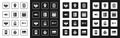 Set Music player, playlist, Speaker volume, wave equalizer, Drum machine, note, tone, and icon. Vector