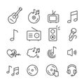 Set of music related icons set isolated. Modern outline on white background