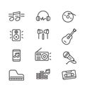Set of music related vector illustration with line design