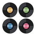 Set of music retro vinyl record flat icons. vector