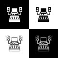 Set Music sound recording studio control room with professional equipment icon isolated on black and white background Royalty Free Stock Photo