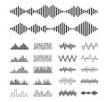 Set of Music Sound Waves, Audio Digital Equalizer Technology Isolated Design Elements, Console Panel, Pulse Musical Beat Royalty Free Stock Photo