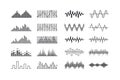 Set of Music Sound Waves, Radio Frequency Tracks and Vibration Impulse Signs. Audio Digital Equalizer Technology Royalty Free Stock Photo