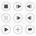 Set of music, video buttons