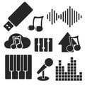 Set of music web and mobile icons. Vector. Royalty Free Stock Photo