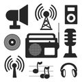 Set of music and wireless web and mobile logo icons Royalty Free Stock Photo