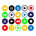 Set of musical buttons multi-colored. Flat design Royalty Free Stock Photo