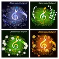 Set of musical cards by the seasons Royalty Free Stock Photo