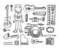 Set of musical instruments collection, illustration.