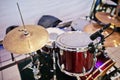Set of musical instruments drums at club Royalty Free Stock Photo