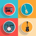 Set of musical instruments icons in flat design style. Vector illustration Royalty Free Stock Photo