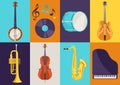 Set of musical instruments. Jazz, blues and classical music