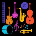 Set of musical instruments. Jazz, blues and classical music