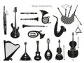 Set of musical instruments on the white background Royalty Free Stock Photo