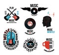 Set of musical logos and emblems.