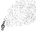 Set of musical notes on five-line clock notation without a feature. Treble clef. Vector Illustration. Royalty Free Stock Photo