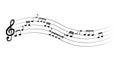 Set of musical notes on five-line clock notation without a feature. Treble clef. Vector Illustration. Royalty Free Stock Photo