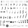 Set of musical symbols , Elements of musical symbols, icons and annotations. Royalty Free Stock Photo