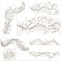 Set of musik backgrounds with notes Royalty Free Stock Photo