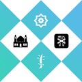 Set Muslim Mosque, Arabian saber, Octagonal star and Ramadan fasting icon. Vector