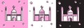 Set Muslim Mosque icon isolated on pink and white, black background. Vector Illustration