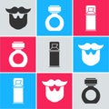 Set Mustache and beard, Aftershave and Shaving gel foam icon. Vector