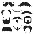 Set of mustache and beard silhouettes