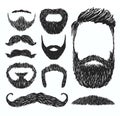 Set of mustache and beard silhouettes, vector illustration Royalty Free Stock Photo