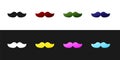 Set Mustache icon isolated on black and white background. Barbershop symbol. Facial hair style. Vector Illustration Royalty Free Stock Photo