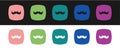 Set Mustache icon isolated on black and white background. Barbershop symbol. Facial hair style. Vector Royalty Free Stock Photo