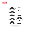 Set of mustache vector icon isolated Royalty Free Stock Photo