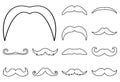 Set of Mustaches Outline isolated on white background. Mustache icons. Vector Illustration. Elements for design. Mustaches Line