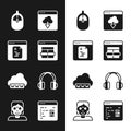 Set MySQL code, Software, Computer mouse, Cloud technology data transfer, Web development, Headphones, and Hacker or Royalty Free Stock Photo