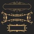 Set of mystic style banners with ornamental border, tarot style frames with curls, esoteric borders