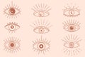 Set of Mystical Boho Design Eyes Royalty Free Stock Photo