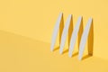 Set of nail files, emery board for nails of different shapes and different stiffness on a yellow background. isometric Royalty Free Stock Photo