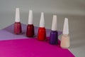 Set of nail polish in pastel colors. Royalty Free Stock Photo