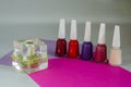 Set of nail polish and perfume for a woman Royalty Free Stock Photo