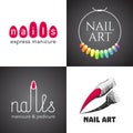 Set of nails salon, nails art vector logo, icon, symbol, emblem Royalty Free Stock Photo