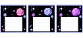 Set of name stickers with planets and stars on a black background