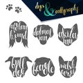 Set names of dog breeds in calligraphy handmade design
