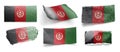 Set of the national flag of Afghanistan on a white background