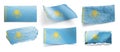 Set of the national flag of Kazakhstan on a white background