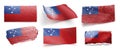 Set of the national flag of Samoa on a white background