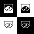 Set National flag of Ukraine icon isolated on black and white background. Vector Royalty Free Stock Photo