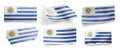 Set of the national flag of Uruguay on a white background